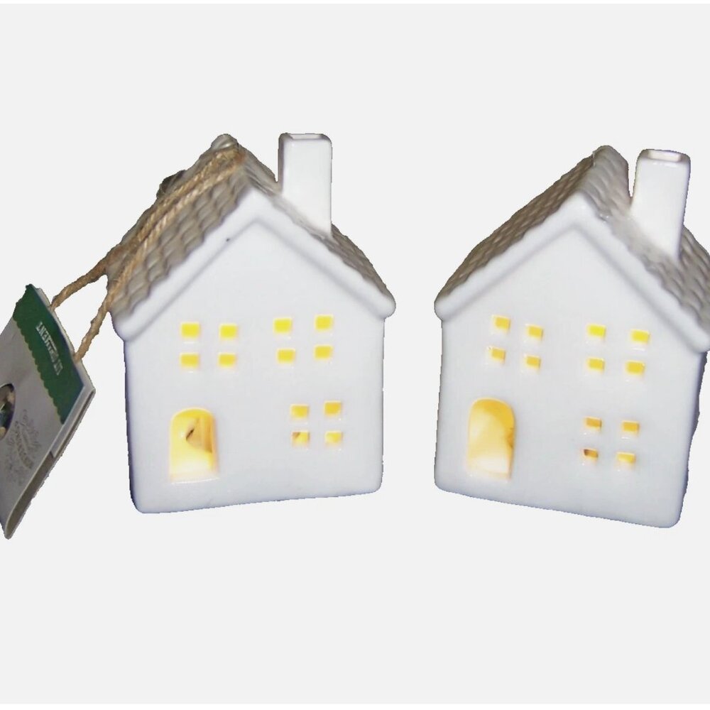 Target Wondershop Ceramic Light up House White Christmas Decor Ornaments NEW